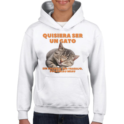 Sudadera con capucha júnior estampado de gato 