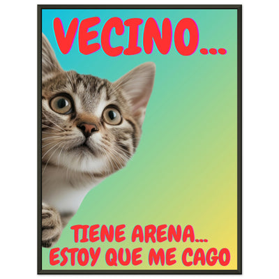 Póster Semibrillante de Gato con Marco Metal 