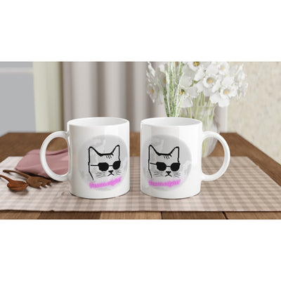 Taza Blanca con Impresión de Gato 