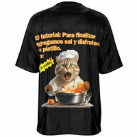 Camiseta de fútbol unisex estampado de gato "Chef en Apuros" Subliminator
