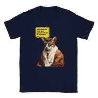 Camiseta unisex estampado de gato "Mahatma Michi Gandhi" Navy