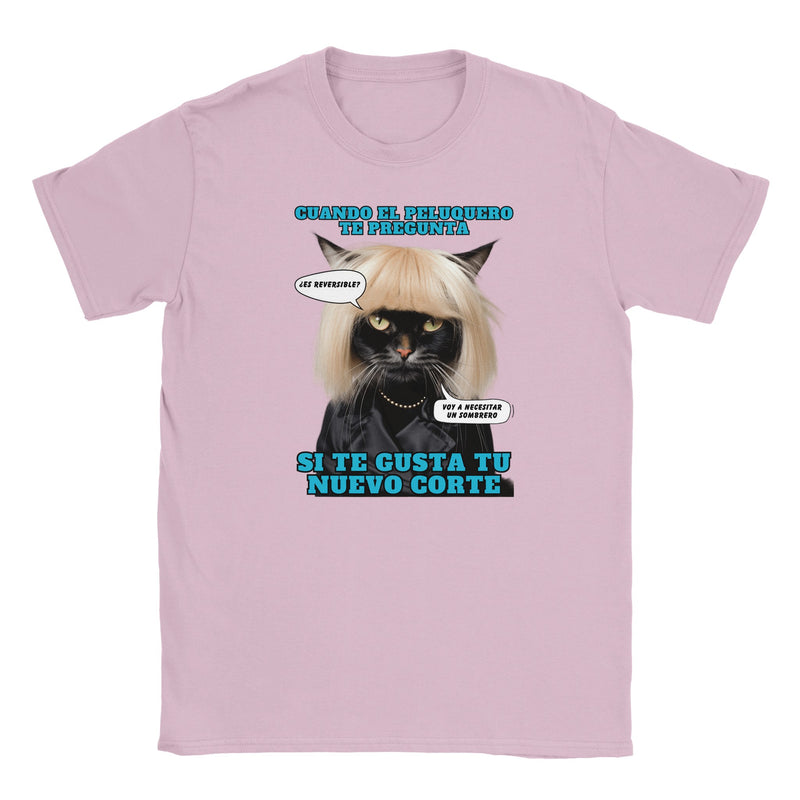 Camiseta júnior unisex estampado de gato "El Desastre Peluquero" Michilandia | La tienda online de los amantes de gatos