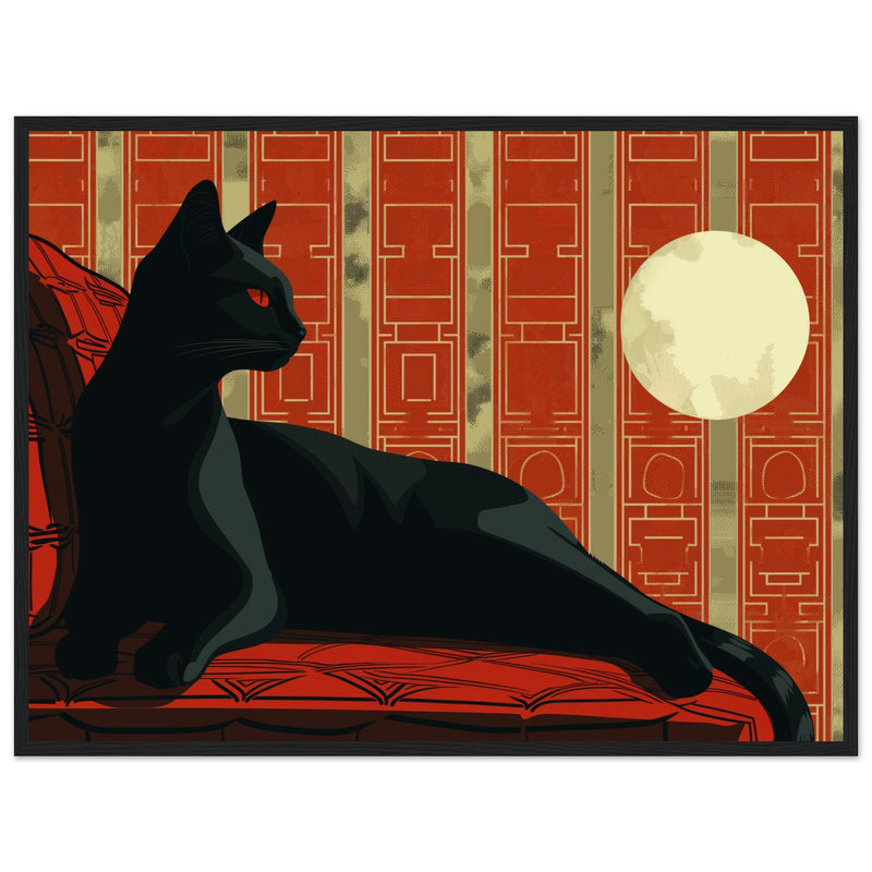 Póster de gato con marco de madera "Miau en el Deco" Michilandia | La tienda online de los fans de gatos