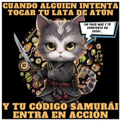 Panel de aluminio impresión de gato "El Samurai del Atún" Michilandia | La tienda online de los amantes de gatos