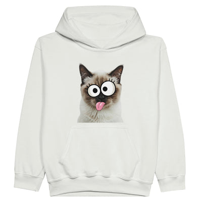 Sudadera con capucha júnior estampado de gato 