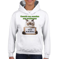 Sudadera con capucha júnior estampado de gato "Desinterés Felino" Michilandia | La tienda online de los fans de gatos