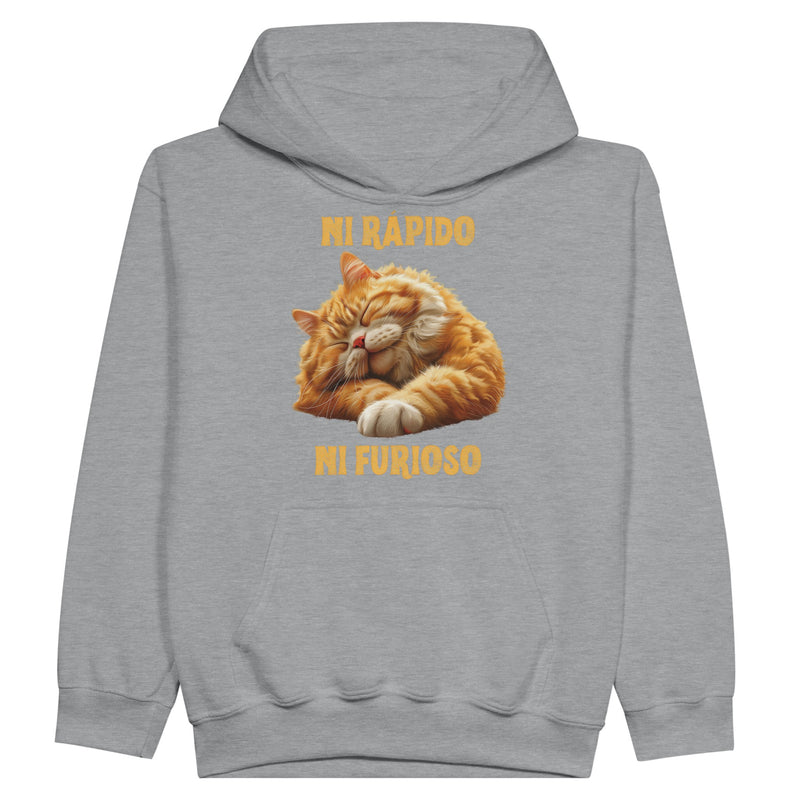 Sudadera con capucha júnior estampado de gato "Ni rápido Ni furioso" Michilandia | La tienda online de los fans de gatos