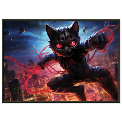 Póster semibrillante de gato con marco metal 