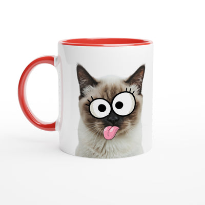 Taza Bicolor con Impresión de Gato "Birmano Travieso" Michilandia