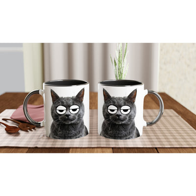 Taza Bicolor con Impresión de Gato 