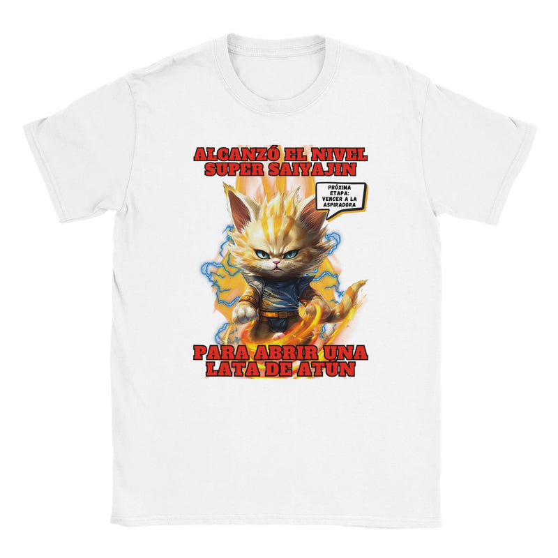 Camiseta unisex estampado de gato "Super Saiyajin Felino" Michilandia | La tienda online de los amantes de gatos