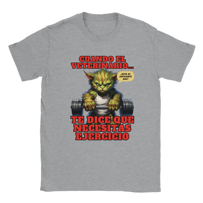 Camiseta unisex estampado de gato "Michi Hulk en el Gym" Michilandia | La tienda online de los amantes de gatos