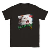 Camiseta Junior Unisex Estampado de Gato "Grito Meme" Negro