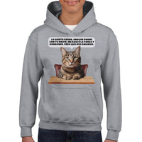 Sudadera con capucha júnior estampado de gato "Confesión Incomoda" Michilandia | La tienda online de los fans de gatos