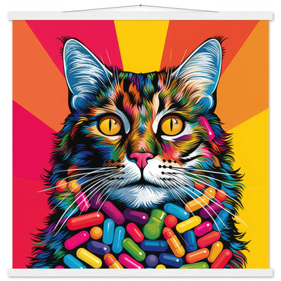 Póster semibrillante de gato con colgador 