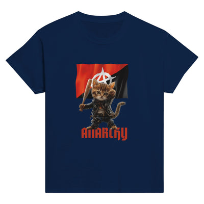 Camiseta Junior Unisex Estampado de Gato "Miaunarchy Biker" Michilandia