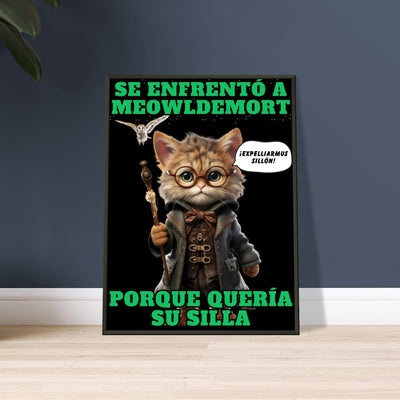 Póster Semibrillante de Gato con Marco Metal 