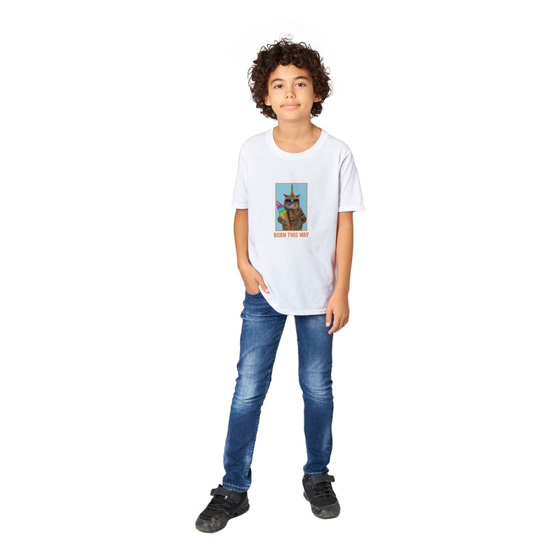 Camiseta Junior Unisex Estampado de Gato "Miau Mágico" Michilandia