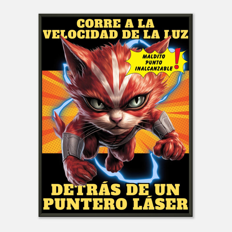 Póster Semibrillante de Gato con Marco Metal "Flash Cat" Michilandia | La tienda online de los amantes de gatos