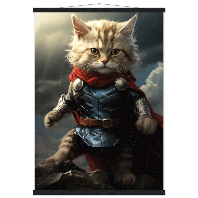 Póster semibrillante de gato con colgador "Thor Felino" Gelato