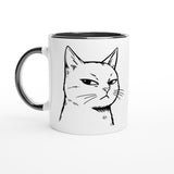 Taza Bicolor con Impresión de Gato "Mirada Sospechosa" Michilandia