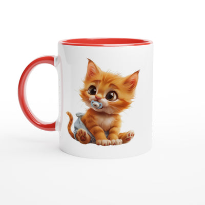 Taza Bicolor con Impresión de Gato "Miau en Pañales" Michilandia