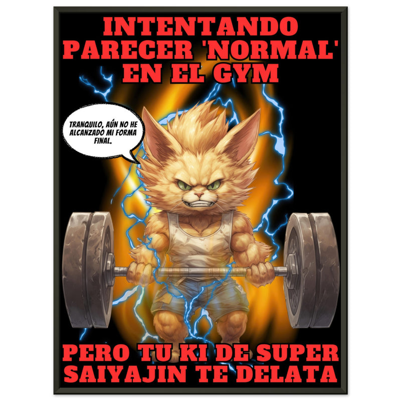 Póster Semibrillante de Gato con Marco Metal 