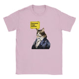 Camiseta júnior unisex estampado de gato "René Michi Descartes" Rosa claro