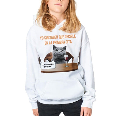 Sudadera con capucha júnior estampado de gato 