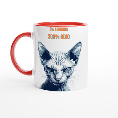 Taza Bicolor con Impresión de Gato "Sphynx Implacable" Michilandia