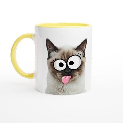 Taza Bicolor con Impresión de Gato "Birmano Travieso" Michilandia