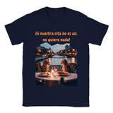 Camiseta unisex estampado de gato "Cita gatuna" Navy