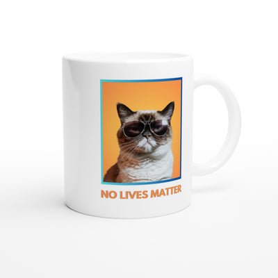 Taza Blanca con Impresión de Gato "Gruñón Sarcástico" Michilandia