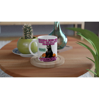 Taza Blanca con Impresión de Gato "Dama Felina" Michilandia | La tienda online de los fans de gatos