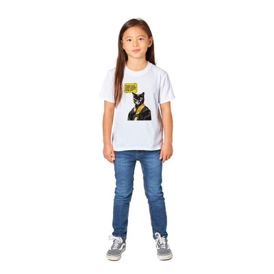 Camiseta júnior unisex estampado de gato "Bruce Michi Lee" Michilandia | La tienda online de los amantes de gatos