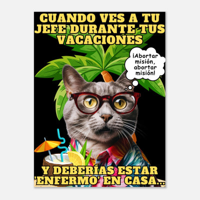 Panel de aluminio impresión de gato "Vacaciones Clandestinas" Michilandia | La tienda online de los amantes de gatos