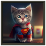 Póster semibrillante de gato con marco metal "Supercat" Gelato