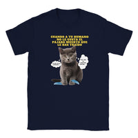 Camiseta Junior Unisex Estampado de Gato "Regalo Incomprendido" Navy