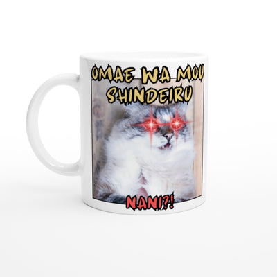 Taza blanca con impresión de gato 