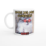 Taza blanca con impresión de gato "Michi del Hokuto" Michilandia | La tienda online de los amantes de gatos