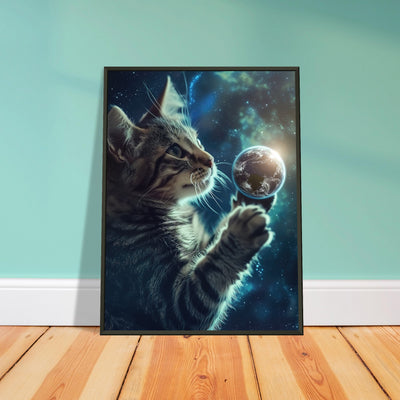 Póster Semibrillante de Gato con Marco Metal 