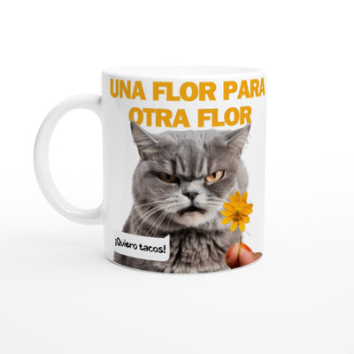 Taza Blanca con Impresión de Gato 