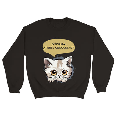 Sudadera unisex estampado de gato "Tienes croquetas?" Gelato