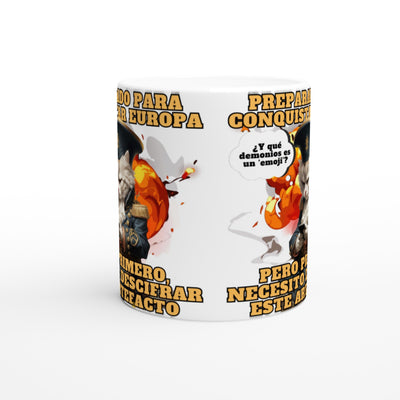 Taza Blanca con Impresión de Gato "De Batallas a Emojis" Michilandia | La tienda online de los fans de gatos