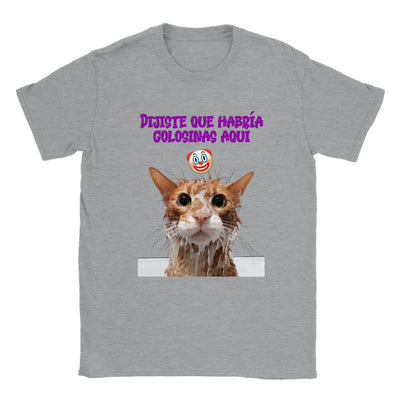 Camiseta unisex estampado de gato "Traición Felina" Gelato