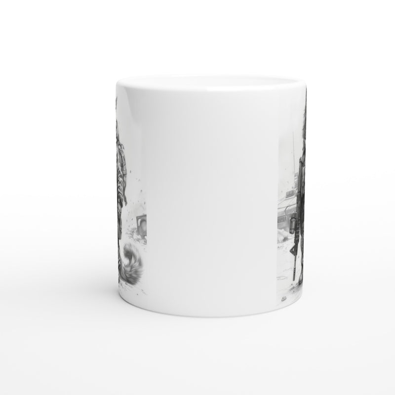 Taza Blanca con Impresión de Gato "Comando Gatuno SWAT" Michilandia | La tienda online de los fans de gatos