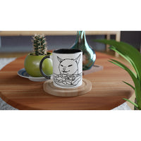 Taza Bicolor con Impresión de Gato "Meme Festín Felino" Michilandia