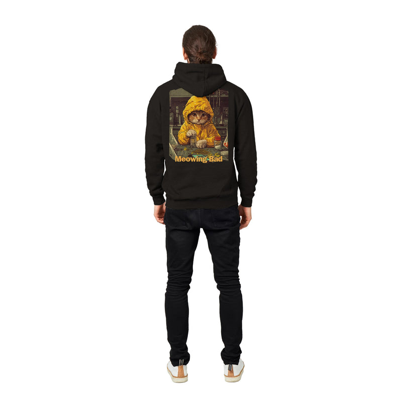 Sudadera con capucha Prémium Unisex Impresión Trasera de Gato "Hierbas de Heisenberg" Michilandia | La tienda online de los fans de gatos