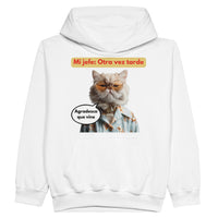 Sudadera con capucha júnior estampado de gato "Agradecido Miau" Michilandia