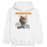 Sudadera con capucha júnior estampado de gato "Agradecido Miau" Michilandia